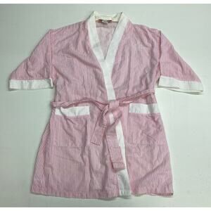VTG Women Stan Herman Signature II seersucker stripe cotton robe, M